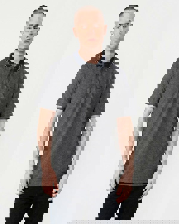 BOSS Orange Oxford New Mens Contrast Collar Short Sleeve Polo Shirt - Dark Blue 404