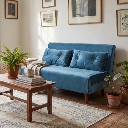 Kosy Koala Double Sofa Bed Sleeper Foldable Portable Pillow Lounge Couch Blue Sofa