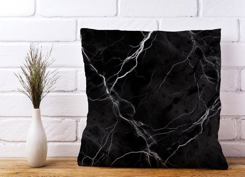 Warren Reed Black Marble Pattern Cushions