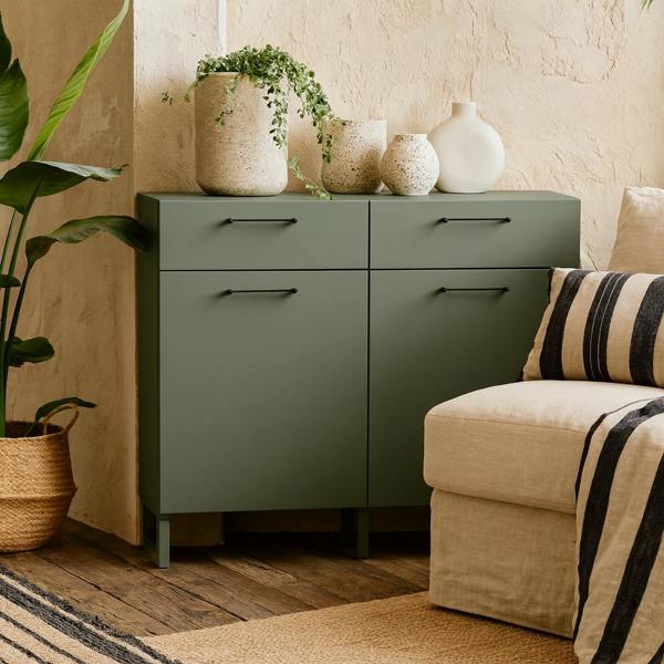 Wyld Haus Innsbruck Sage Green Wooden 2 Door  2 Drawer Storage Chest