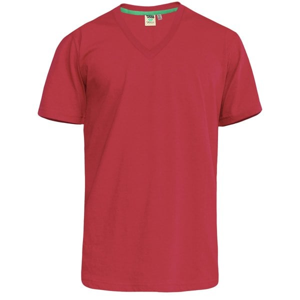 Duke Mens D555 Signature 2 V Neck T-Shirt - Red