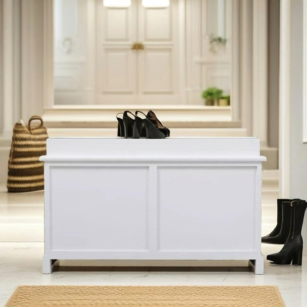 Rafaelo Mobilia Shoe Storage Bench With Cushioned Seat And 2 Drawers White