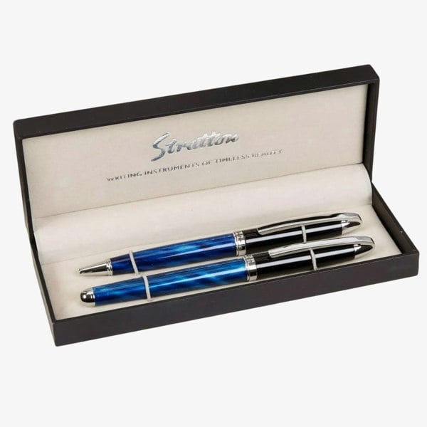 T. H. Baker Stratton Rollerball & Ballpoint Pen Set - Blue & Black ST1002