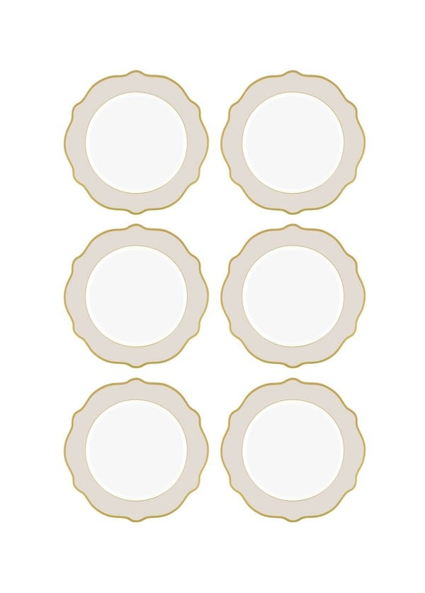 Rozi Jaswely Collection Porcelain Side Plates, Set of 6 (Sand Beige)