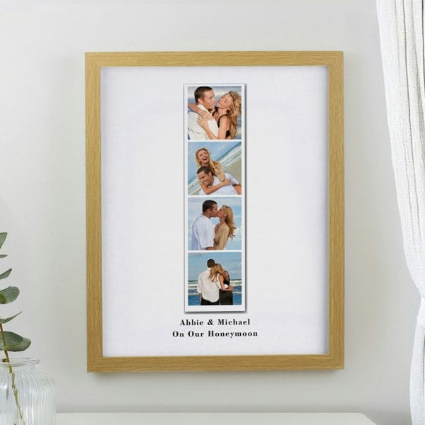 Personalised Memento Company Personalised Photo Upload Strip Oak Poster Frame
