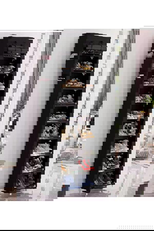 Living and Home 10 Tier Simple Dustproof Multi-Layer Fabric Storage Artifacts Shoe Rack w/ Door