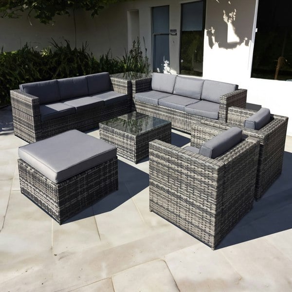 Oseasons Malta Rattan 9 Seat U-Shape Set in Grey Walnut