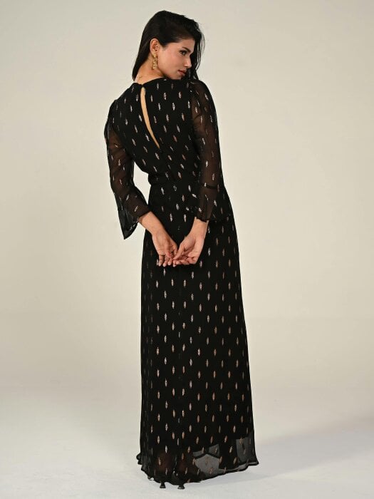 Rose & Nancy Tory Black Sparkle Maxi Dress