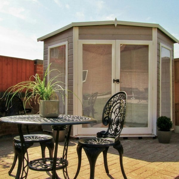 Shire Barclay 7x7 Corner Summerhouse 12mm Interlock Cladding - Best Shed