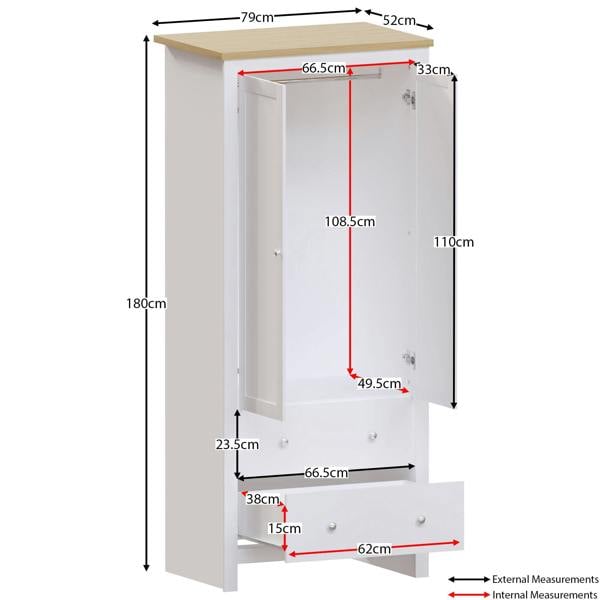 Vida Designs Arlington 2 Door 2 Drawer Wardrobe