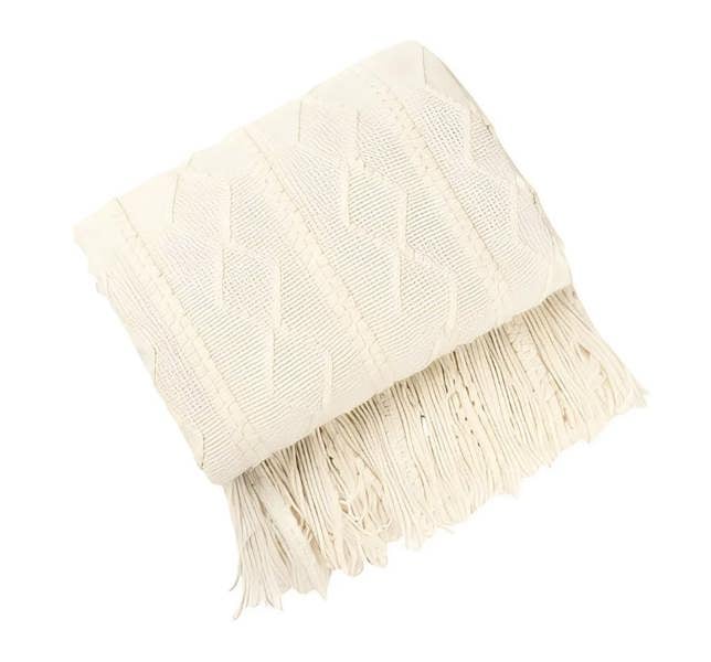 Anyhouz Anycozy White Faux Cashmere Throw Blanket Sofa Cover 150x230cm