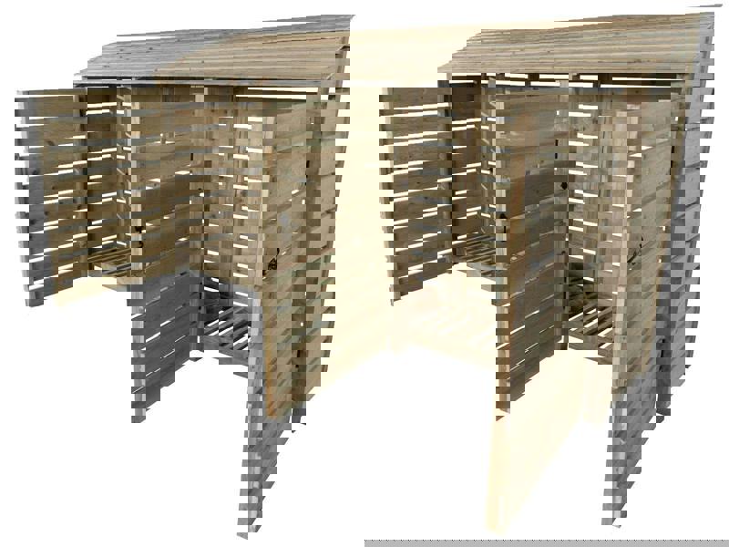 Arbor Garden Solutions Slatted Wooden Log Store with Doors W-335cm, H-126cm or 180cm, D-88cm