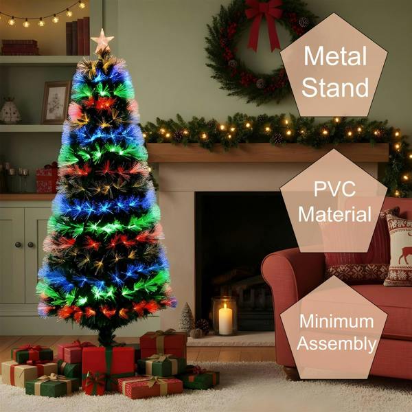 3ft Multicolour Fibre Optic Pre-Lit Christmas Tree with 8 Light Modes and PVC Tips image 5