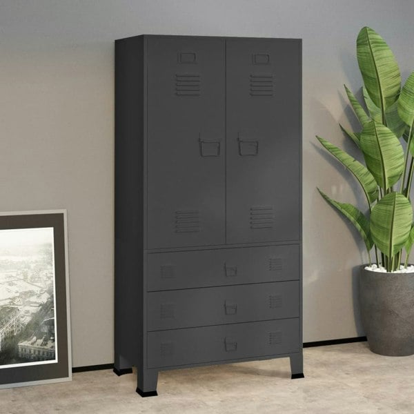 Berkfield Industrial Wardrobe Anthracite 90x50x180 cm Metal