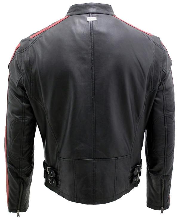 Infinity Leather Mens Racer Black Nappa Leather Biker Jacket