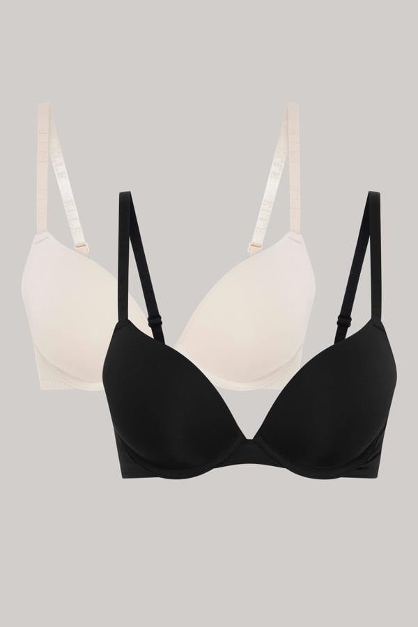 ELLE Multi Pack (2) Padded Smooth Bras Branded Strap