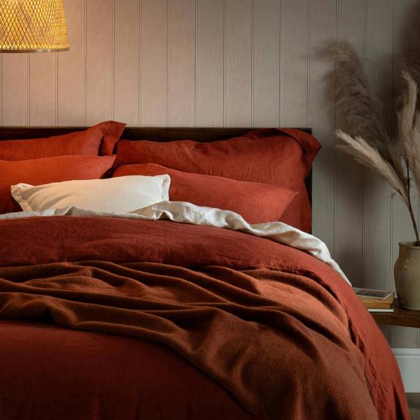 Soak&Sleep Burnt Orange French Linen Duvet Cover