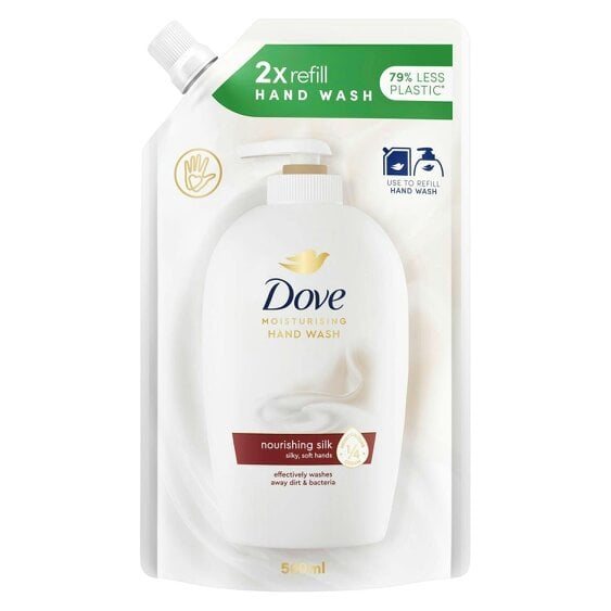 Dove Moisturising Hand Wash Silky Soft Eco-Refill 500ml, Nourishing Silk