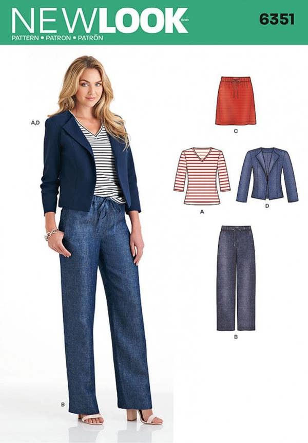 New Look Sewing Pattern 6351, Jackets, Trousers, Skirts, Tops for Women, A (10-12-14-16-18-20-22) - Intermediate