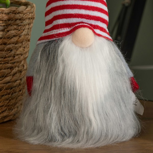 Samuel Alexander 34cm Festive Gonk Cuddly Santa Indoor Christmas Plush Decoration in Striped Hat