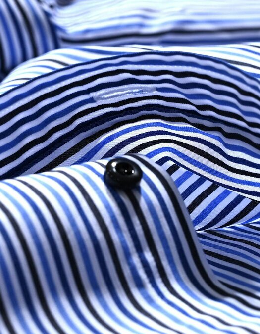 Men's Royal Blue and Navy Striped Formal Shirt