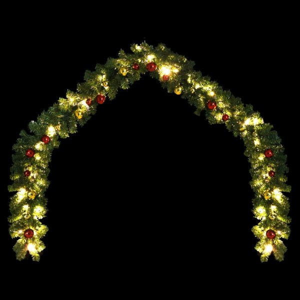 Berkfield Christmas Garland Decorated with Baubles and LED Lights 5 m