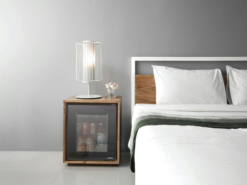 Corby Eton E Glass Door Minibar in Black - UK Plug