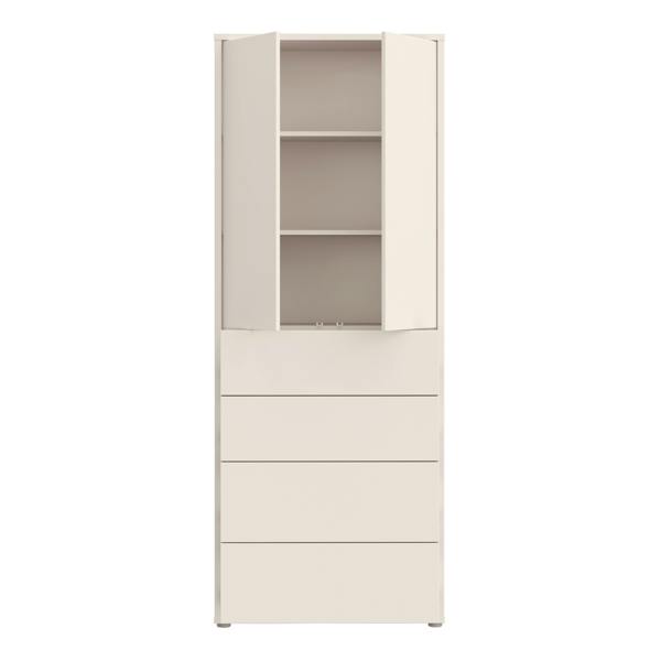 Furniture To Go Alice Springs Tall Storage Cabinet with Push-to-Open Doors & 4 Drawers in Sand