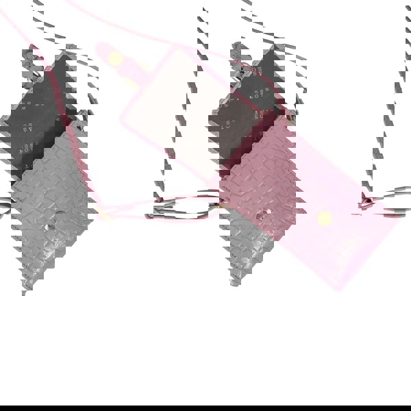 Assots London 'PETRA' Pink Croc Real Leather Mobile Phone Crossbody Bag