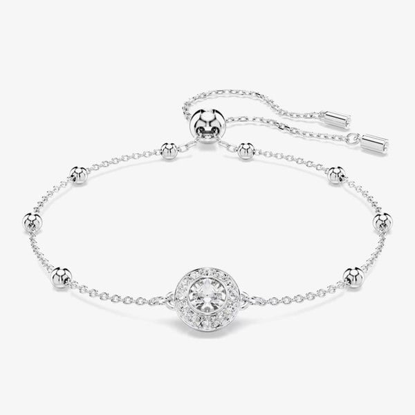 Swarovski Una Rhodium Plated Round White Crystal Bead Toggle Bracelet 5733196