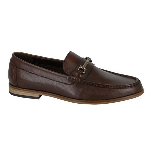 Roamers Mens Leather Loafers - Dark Brown