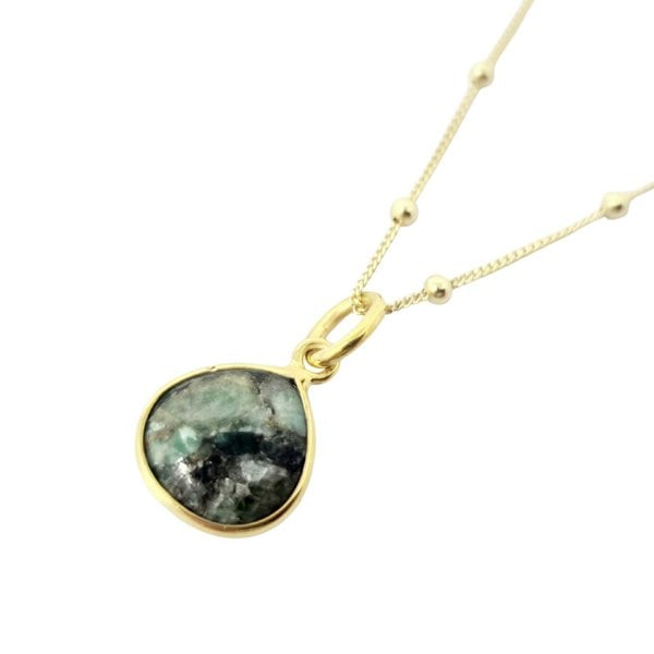 18ct Gold Plated Emerald Crystal Charm Necklace