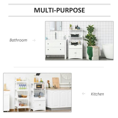 Wyld Haus Disarike White Freestanding Storage Cabinet With Shelves Drawers And Double Doors For Bathroom Or Kitchen