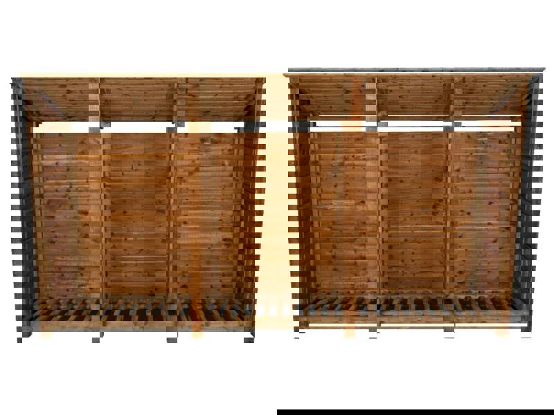 Arbor Garden Solutions Wooden Log Store (Roof Sloping Back) W-335cm, H-126cm or 180cm, D-88cm - Brown Finish