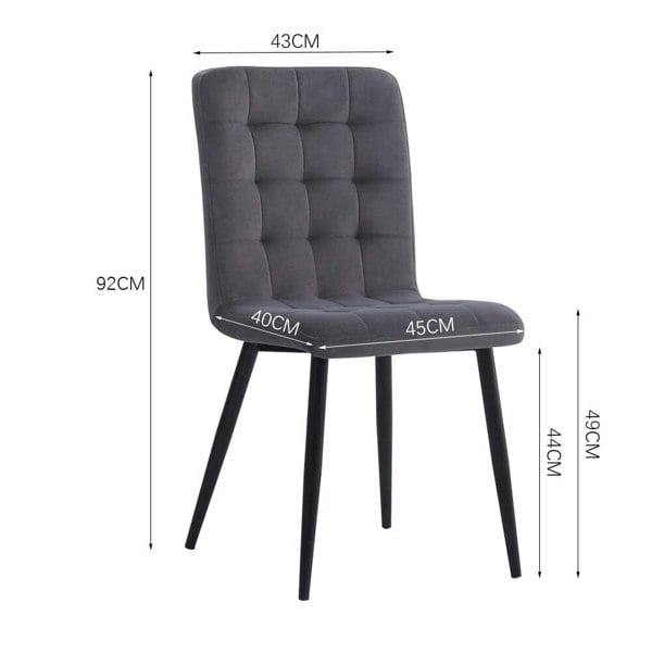 44 cm Height Set of 4 Tufted Modern Armless Dining Chairs with Metal Legs Dining Chairs Living and Home