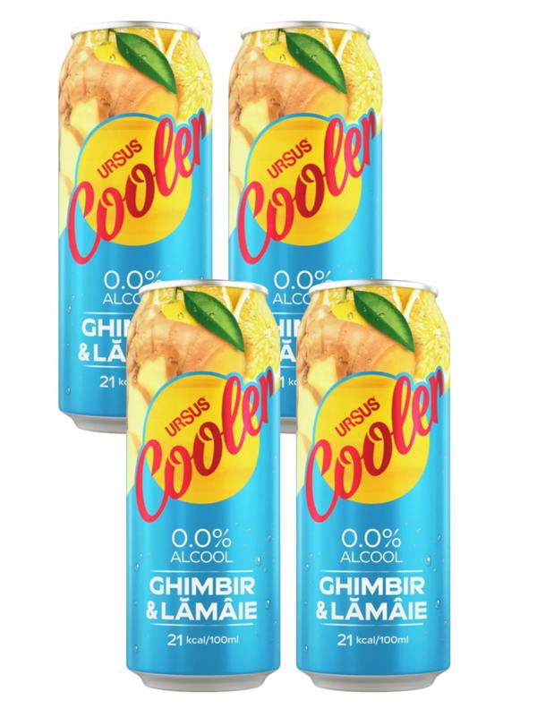 Ursus Cooler Ginger & Lemon Lager Alcohol Free 4x500ml