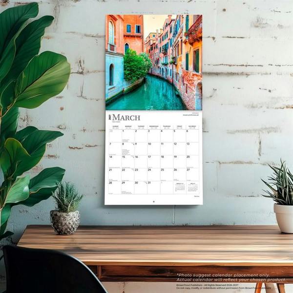 Venice Calendar 2027, Wall Calendars, Month To View, Travel, Gift