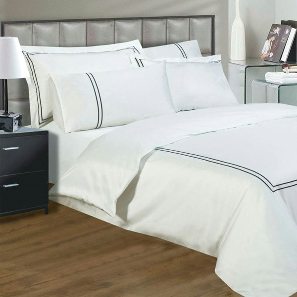 Sweet Dreams Eton 330 Thread Count Embroidered Duvet Cover Set