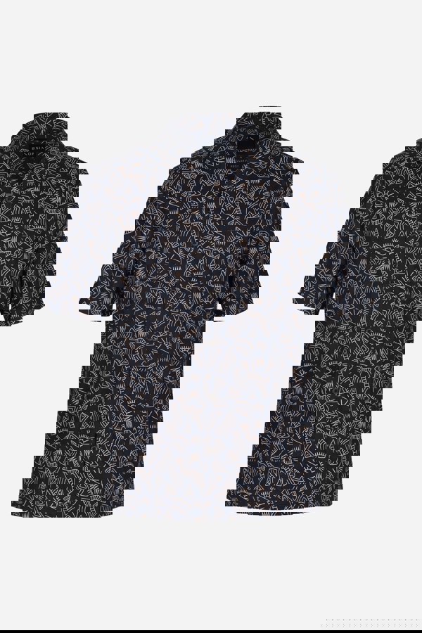 ENORSIA Pencilled Revere Collar Short Sleeve Shirt