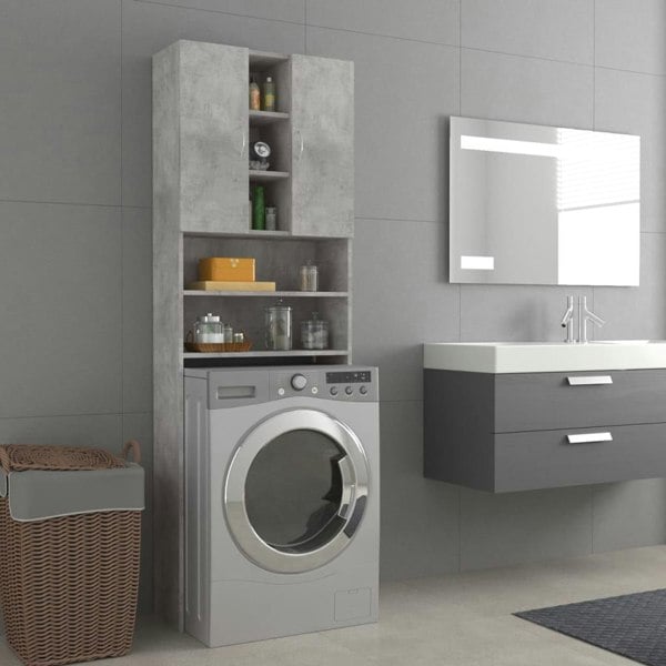 Berkfield Washing Machine Cabinet Concrete Grey 64x25.5x190 cm