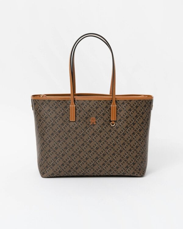Tommy Hilfiger TH Monoplay Womens Mono Print Tote Bag - Black Mix