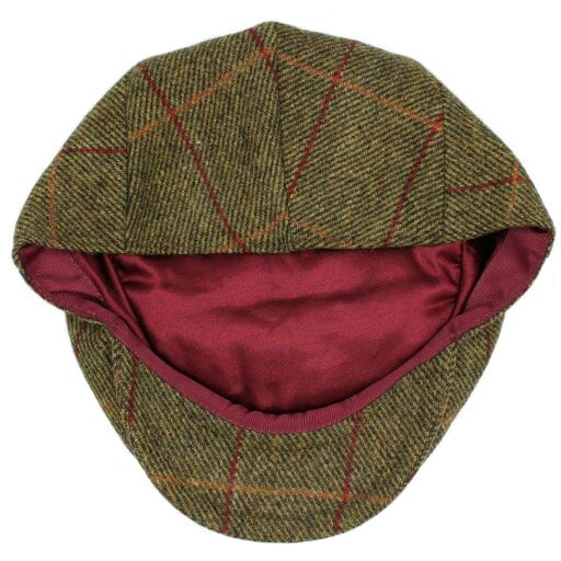 Heather Hats & Accessories British Tweed Wool Flat Cap, Satin Lining, Outdoor Wear, Hawthorn Olive