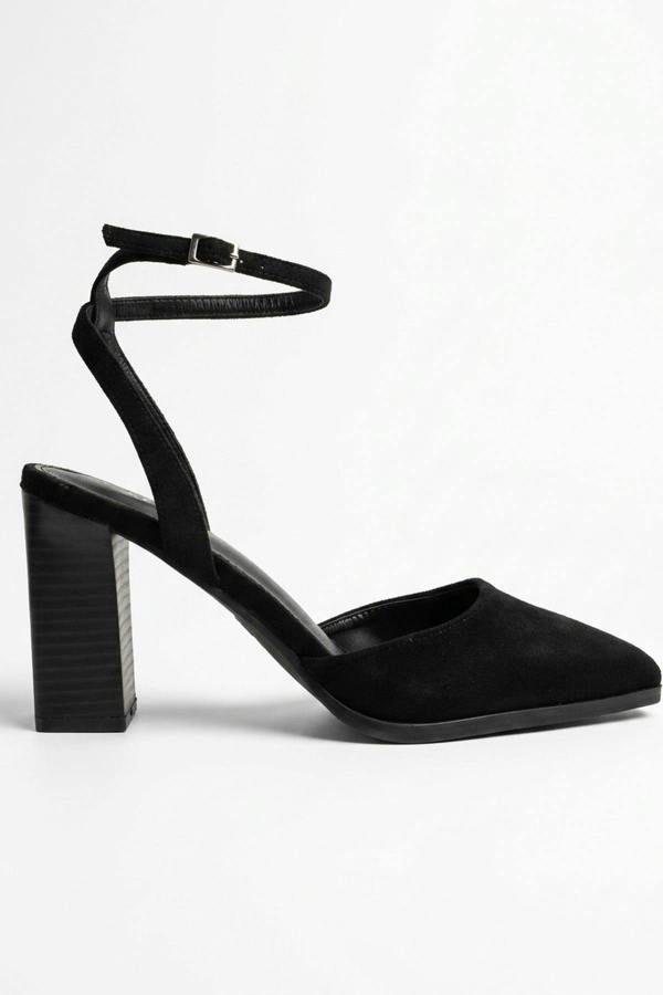 ikrush Edie Faux Suede Ankle Wrap Block Heels