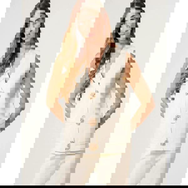 Blue Vanilla Two -Piece Set With Gold Button Details