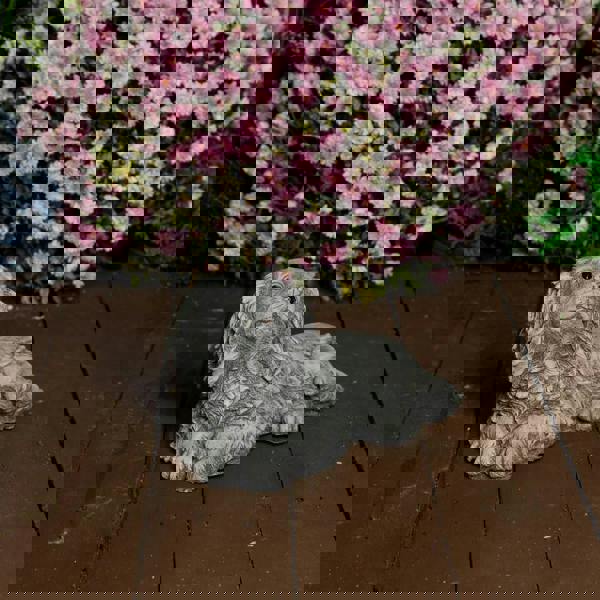 Stone Cast Small Laying King Charles Spaniel Dog Statue Ornament 