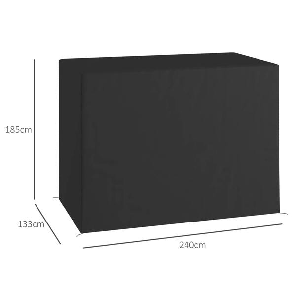 Dark grey 3-seat outdoor swing chair protective cover, size 240cm x 133cm x 185cm