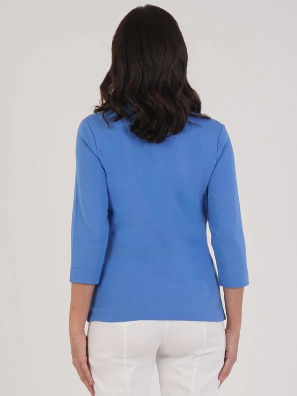 PennyPlain Notch Neck Top - Light Ultramarine