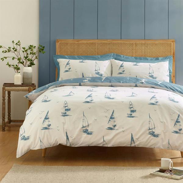 Salcombe Boats Soft Blue Duvet Cover Set