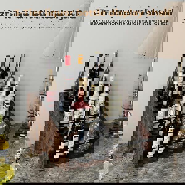 Toque Counter Top Wine Rack Storage Liquor Bottle Display Shelf Wooden Holders