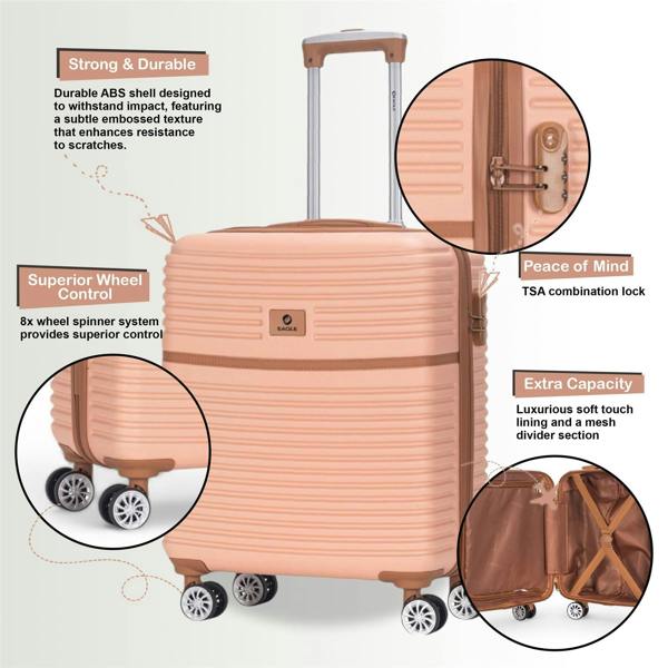 Eagle Luggage Strong ABS Hardshell Cabin Suitcase 56 x 45 x 25 cm Luggage Suitable for British Airways